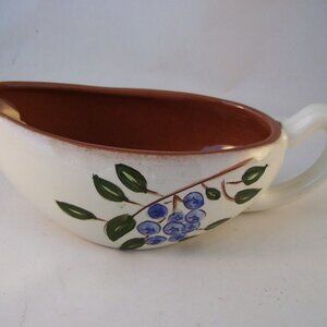 Vintage Stangl Pottery Blueberry Pattern Gravy Boat LNC